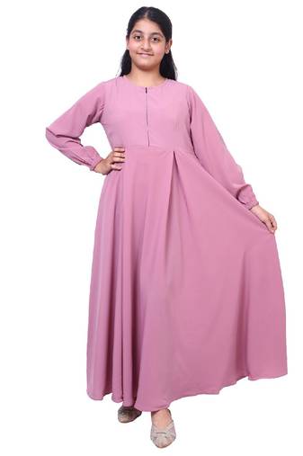 Kids umbrella cut abaya- baby pink