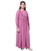 Umbrella abaya with frills- tulip pink