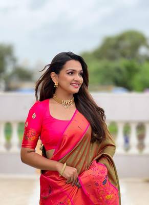 Mehendi Color Paithani Silk Saree 2