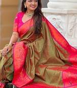 Mehendi Color Paithani Silk Saree