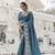 Teal-Blue Color Embroidery Designer Saree