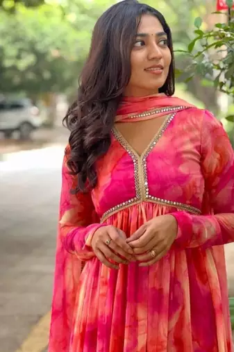 Multicolor Georgette Anarkali Set
