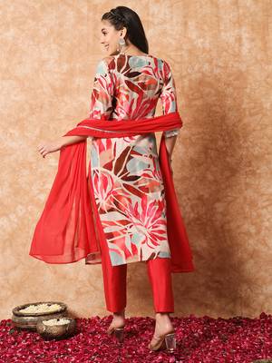 Yellow Embroidered Cotton Kurta Pant Dupatta Set 2