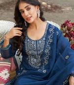 Blue organza embroidered kurta witgh pant & dupatta