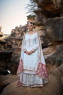 Designer foux gorgette ready to wear sharara suit for eid 1