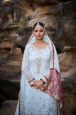 Designer foux gorgette ready to wear sharara suit for eid 3