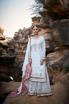 Designer foux gorgette ready to wear sharara suit for eid 4