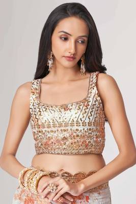 White embroidery organza saree with blouse 2