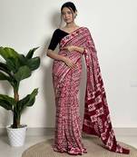 Starlight - Handblock Print Natural Dyed -  Mulmul Cotton Saree - Without blouse
