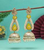 Yellow color big size jhumka amrapali earrings