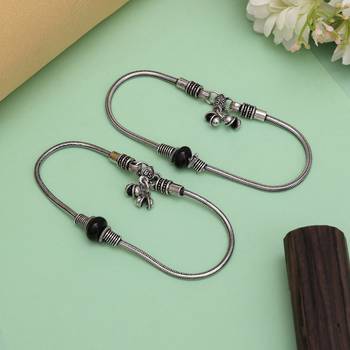 Black color oxidised anklets 1
