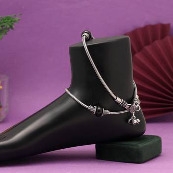 Black color oxidised anklets 2