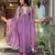 Purple cotton embroidered kurta with pant & duppata