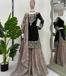 Black embroidered ethnic set
