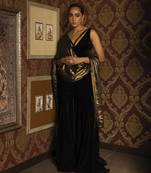 Black velvet gharara set with metallic dupatta