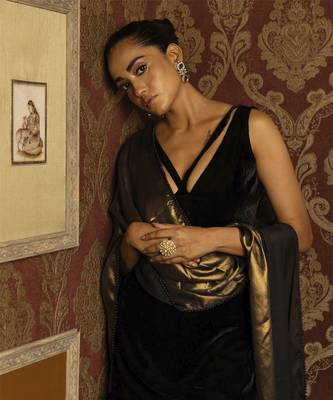 Black velvet gharara set with metallic dupatta 3