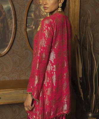 Blush pink jacquard kurta with shaneil salwar 2