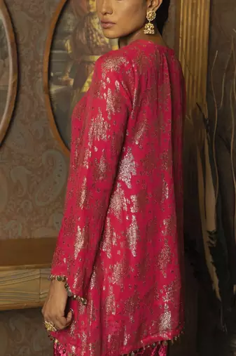 Blush pink jacquard kurta with shaneil salwar