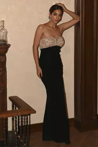Black and cream gown