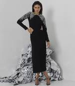 Black midi embellished dress with cutout detail