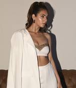 White pant suit with embellished bustier