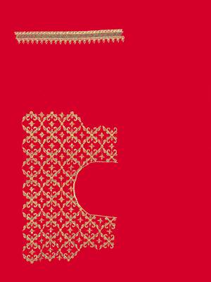 Designer red heavy zari embroidery work silk saree 3