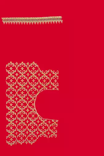 Designer red heavy zari embroidery work silk saree