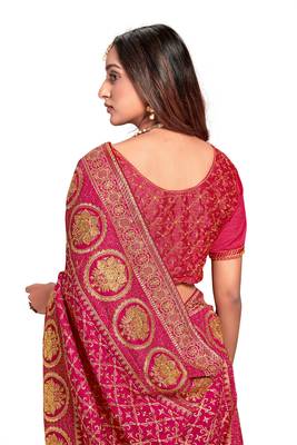 Designer rani heavy zari embroidery work silk saree 5