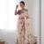 Women's Off White Chinon Print with Mirror Work Designer Saree with Blouse