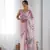 Women's Peach Chinon Print with Mirror Work Designer Saree with Blouse