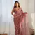 Women's Maroon Chinon Print with Mirror Work Designer Saree with Blouse