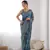 Women's Multicolor Chinon Print with Mirror Work Designer Saree with Blouse