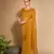 Women's Mustard Georgette Sequins Embroidered Designer Saree with Blouse