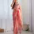 Women's Peach Net Sequins Embroidered Designer Saree with Blouse