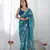Women's Blue Net Sequins Embroidered Designer Saree with Blouse