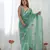 Women's Sea Green Net Sequins Embroidered Designer Saree with Blouse