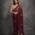 Women's Maroon Chiffon Mirror Work Designer Saree with Blouse