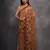 Women's Brown Chiffon Mirror Work Designer Saree with Blouse