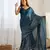 Women's Teal Georgette Sequins Designer Saree with Blouse