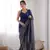 Women's Navy Blue Georgette Sequins Designer Saree with Blouse