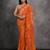 Women's Orange Chiffon Print with Mirror Work Designer Saree with Blouse