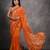 Women's Orange Chiffon Print with Mirror Work Designer Saree with Blouse
