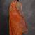 Women's Orange Chiffon Print with Mirror Work Designer Saree with Blouse