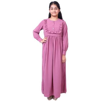 Umbrella abaya with frills- tulip pink 2