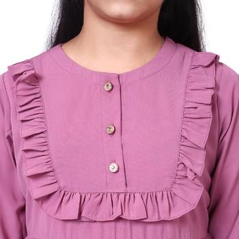 Umbrella abaya with frills- tulip pink 4