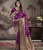 Women's Purple Soft Lichi Silk Jacquard Traditional Saree with Blouse