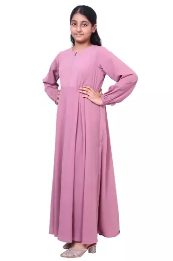 Kids umbrella cut abaya- baby pink