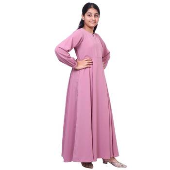 Kids umbrella cut abaya- baby pink 3