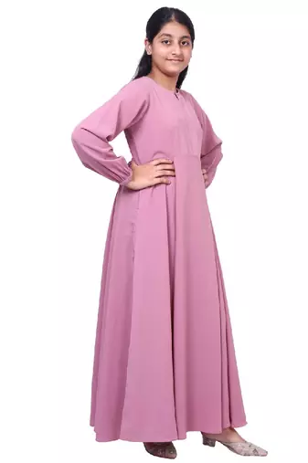 Kids umbrella cut abaya- baby pink