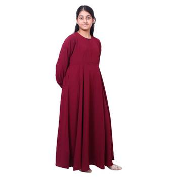 Kids umbrella cut abaya- maroon 2
